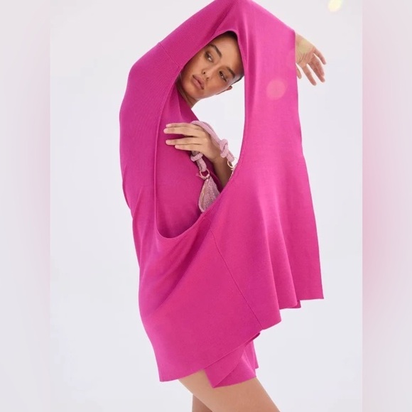 Cult Gaia Evora Mini Dress‎ bright pink knit one sleeve dress NEW size s - Picture 1 of 10